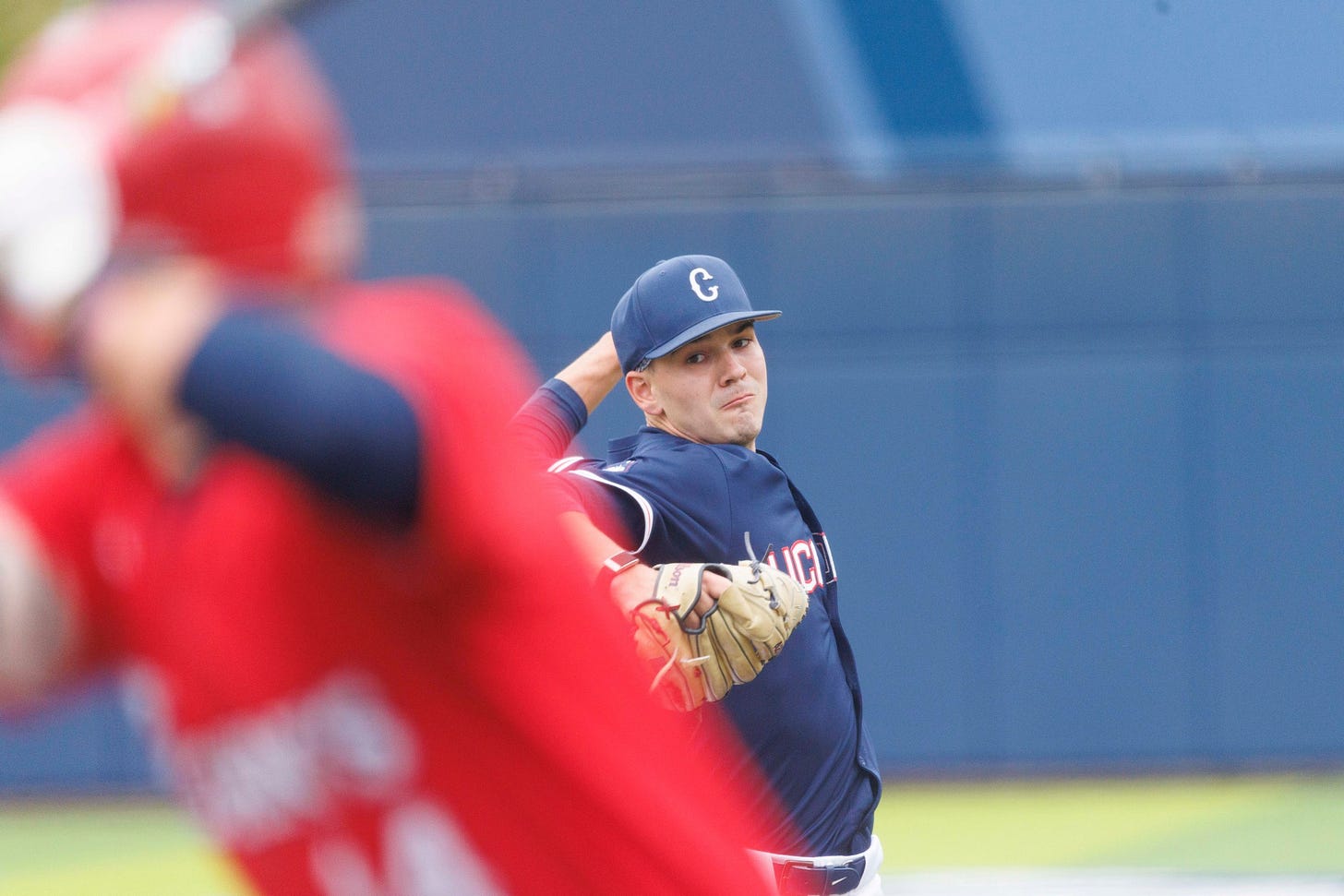 The St. John’s Red Storm take on the UConn Huskies in game one of a doubleheader in a Big East college baseball game at Elliot Ballpark in Storrs, CT on Saturday, April 18, 2026.