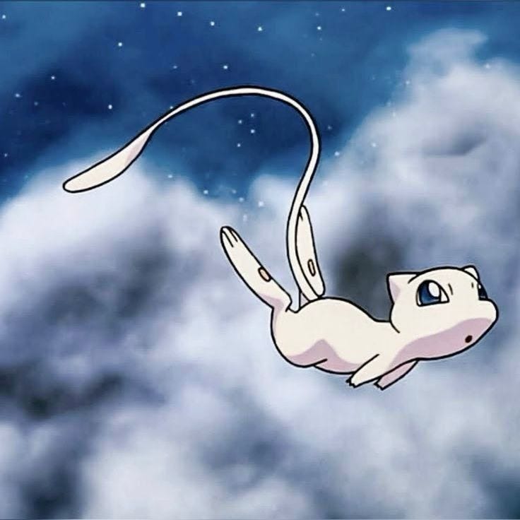 This may contain: a white animal floating in the air above clouds
