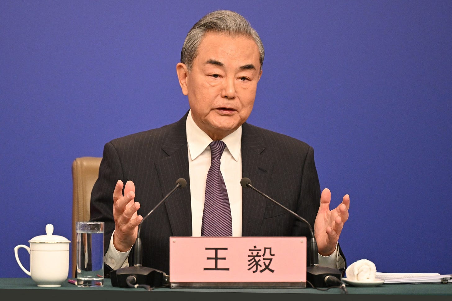 Wang Yi at a press conference during the National People's Congress (NPC) in Beijing on March 7.