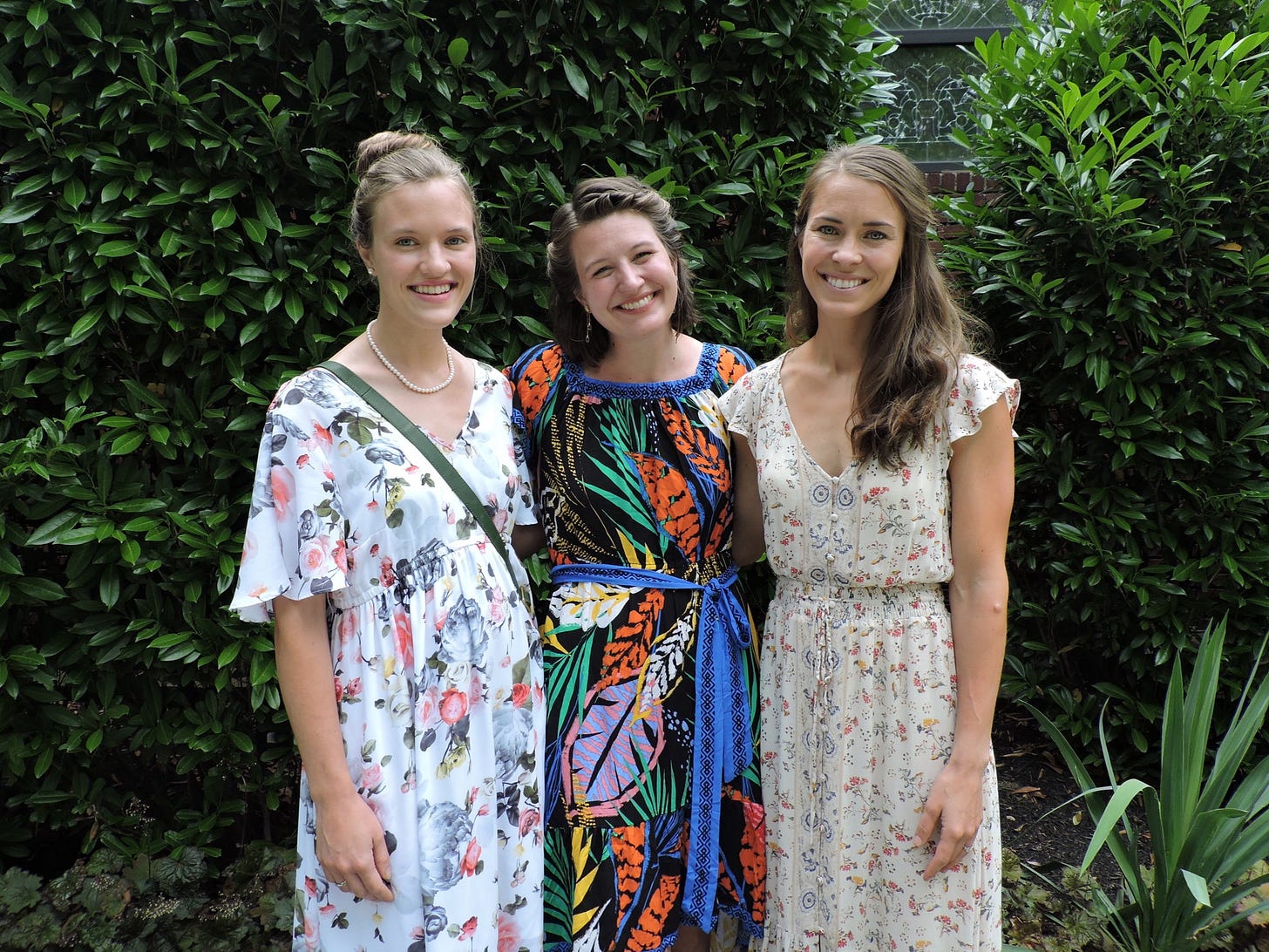   Sophie with her little baby bump (!), Sarah in the middle, and Maria on the right.  