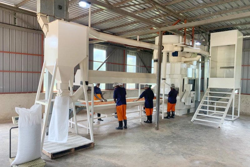 Shares Uganda's processing facility outside the capital Kampala.