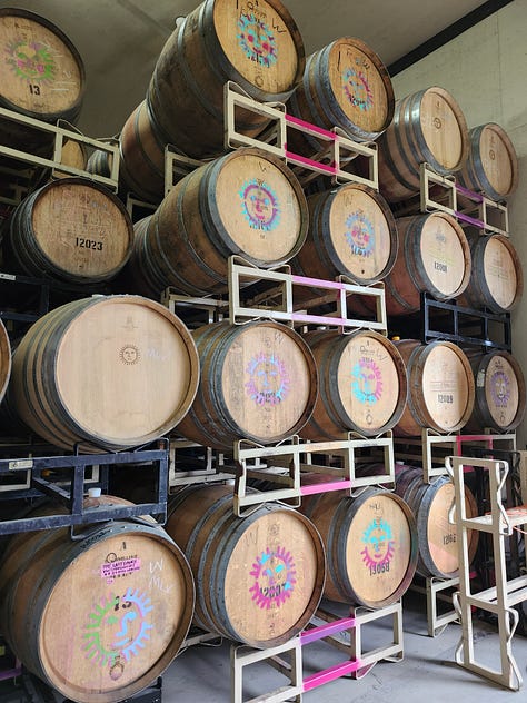 Images of winemakers and wine making equipment