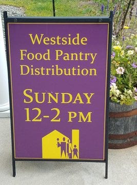May be an image of text that says 'Westside Food Pantry Distribution SUNDAY 12-2 PM ነትቶ'