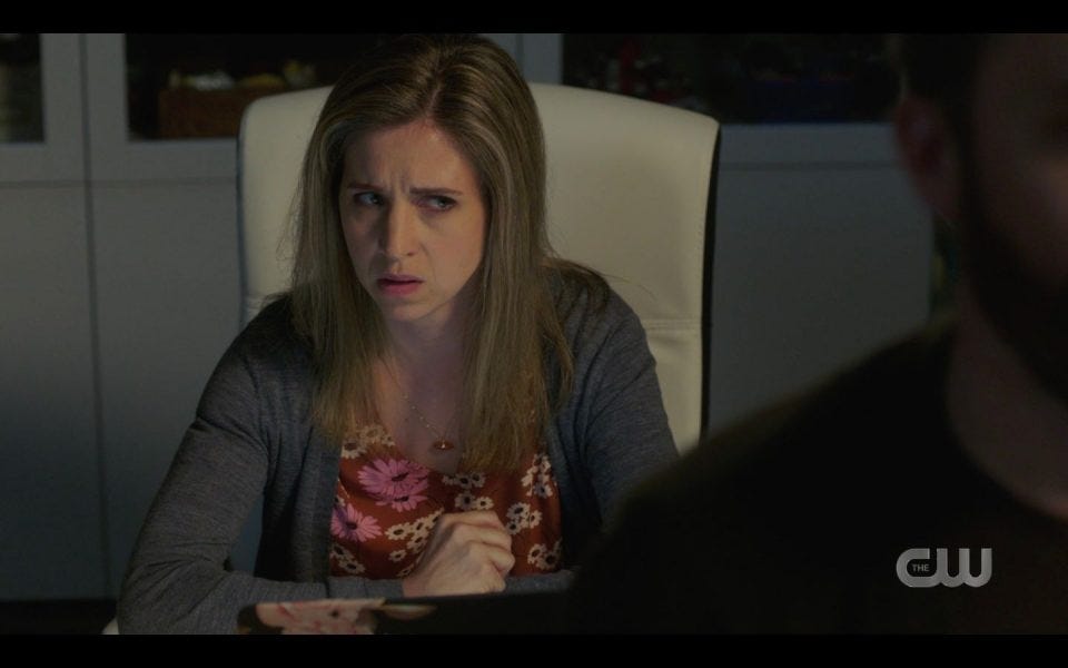 Becky reading Chucks Supernatural The End writing not happy Becky reading Chucks Supernatural The End writing not happy