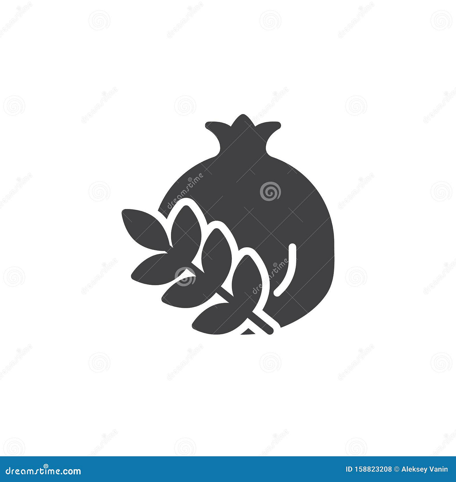 Pomegranate Branch Vector Icon Stock Vector - Illustration of pictogram ...