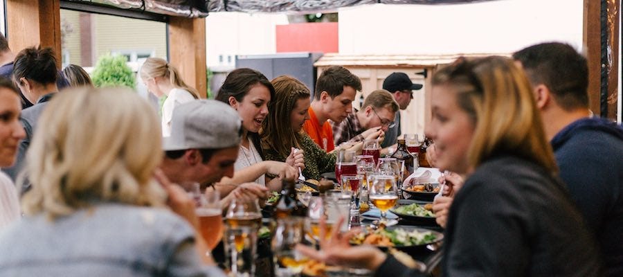 People networking over lunch