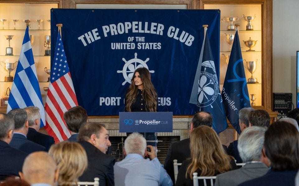 Guilfoyle named honorary president of Piraeus Propeller Club Guilfoyle named honorary president of Piraeus Propeller Club