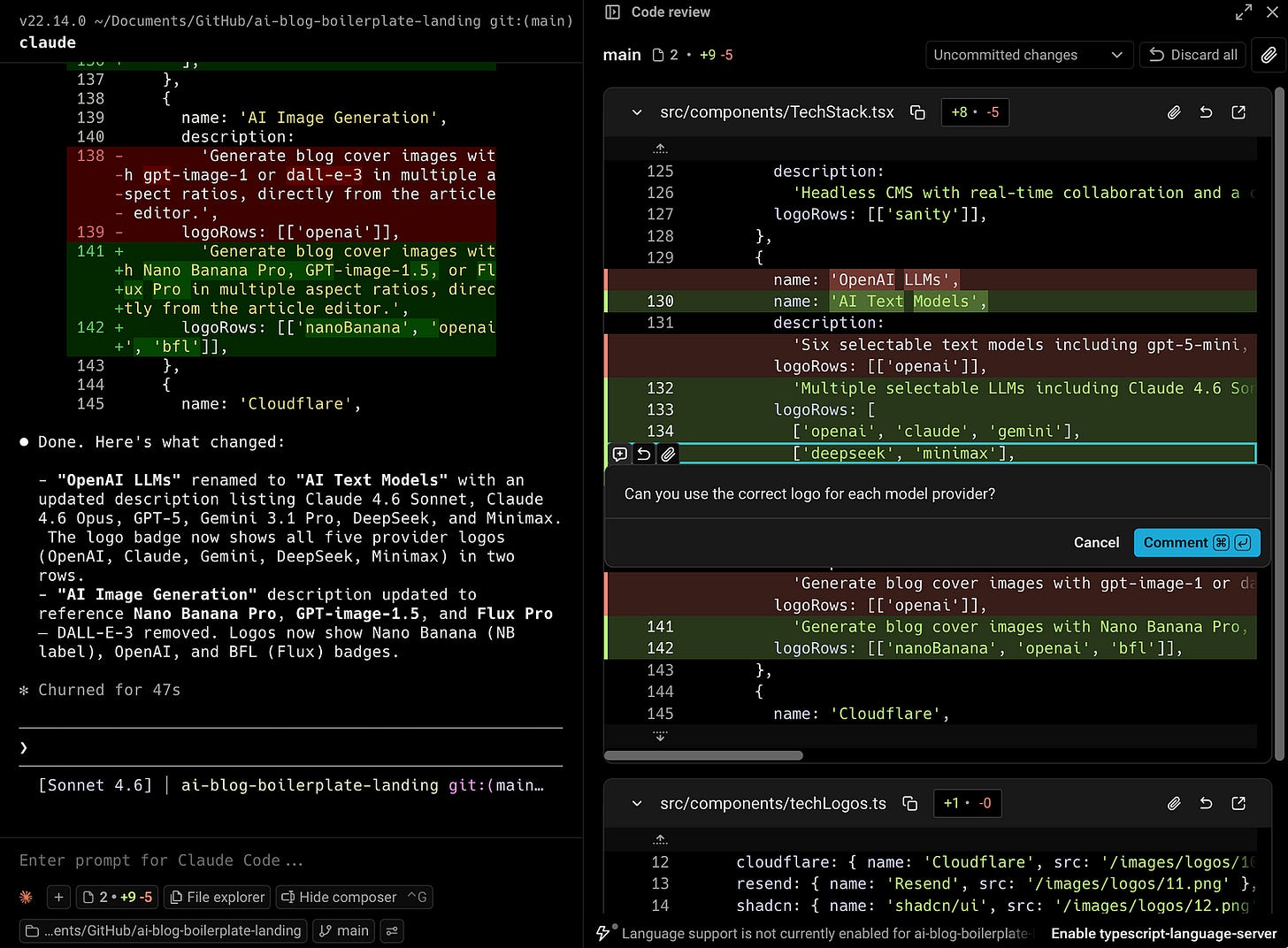 Adding comments in the AI geenarated code changes. Image by Jim Clyde Monge