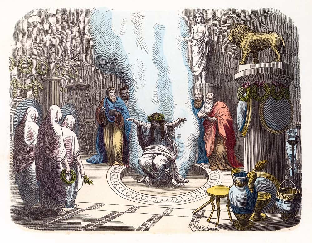 Delphic Oracle, Leutemann - Heinrich Leutemann Als reproductie kunstdruk of  als handgeschilderd olieverfschilderij