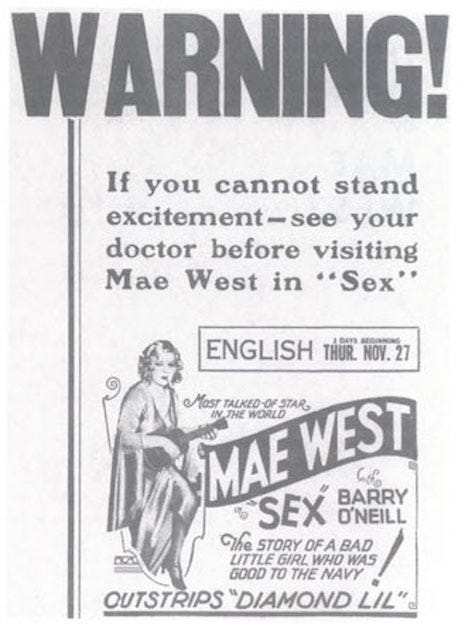 Come up and seize me sometime: the arrest of Mae West – F Yeah History