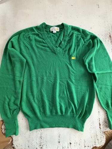 Augusta National VTG Masters Golf V-neck Sweater Slazenger Mens Size L Green - Picture 1 of 8