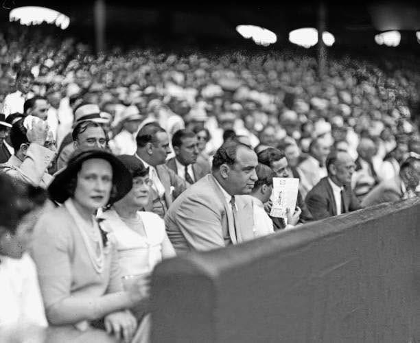Al Capone in the front row at Comiskey Park, 1931. Al Capone in the front row at Comiskey Park, 1931.