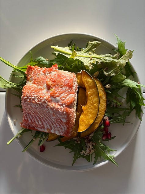 avocado beef bowl, salmon plate, meatball bowl