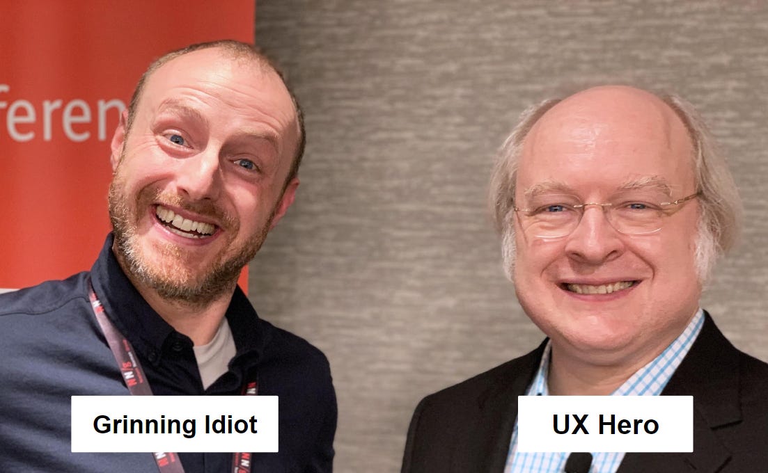 A picture of me cheesing hard when I met Jakob Nielsen for the first time. A picture of me cheesing hard when I met Jakob Nielsen for the first time.