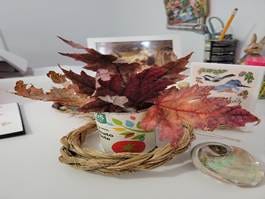 Autumn leaves in tin can labeled 365 Autumn leaves in tin can labeled 365