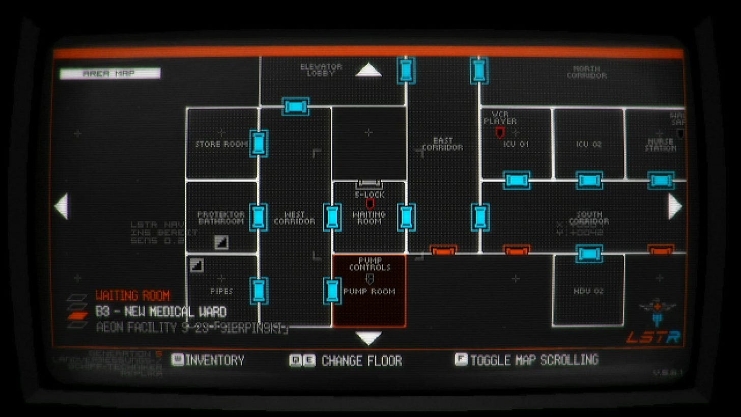 A map of hospital rooms