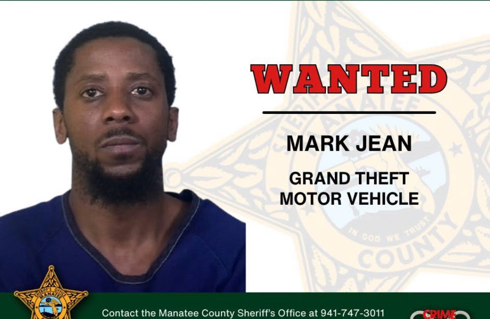 Manatee County Sheriff’s Office Seeks Man Wanted on Grand Theft Motor Vehicle Charge