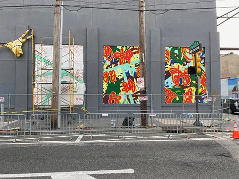 Series of nine photos depicting the evolution of my mural "Bound Together" located at 10th and Callowhill Streets in Philadelphia's Chinatown area.