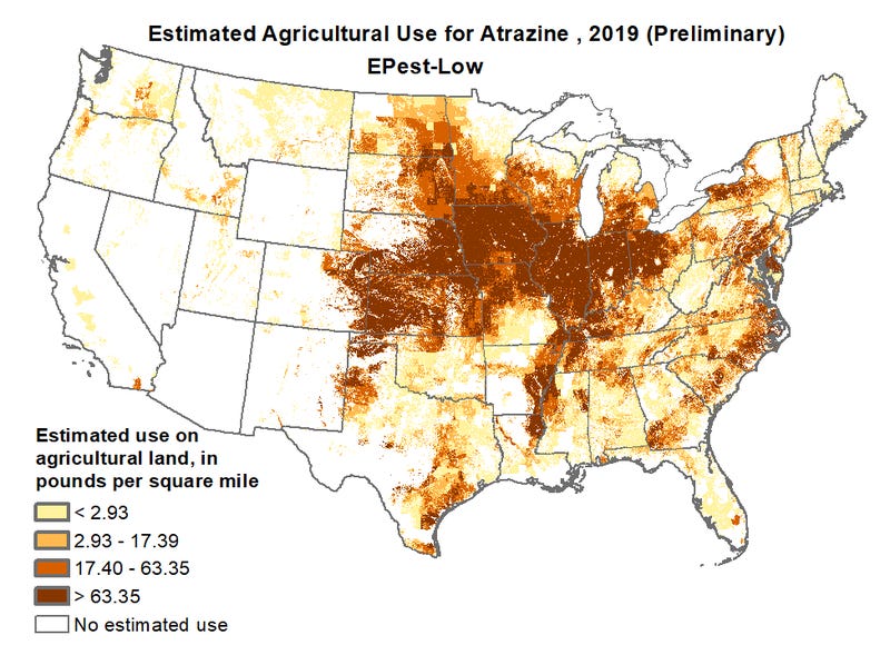 Estimated atrazine use Estimated atrazine use