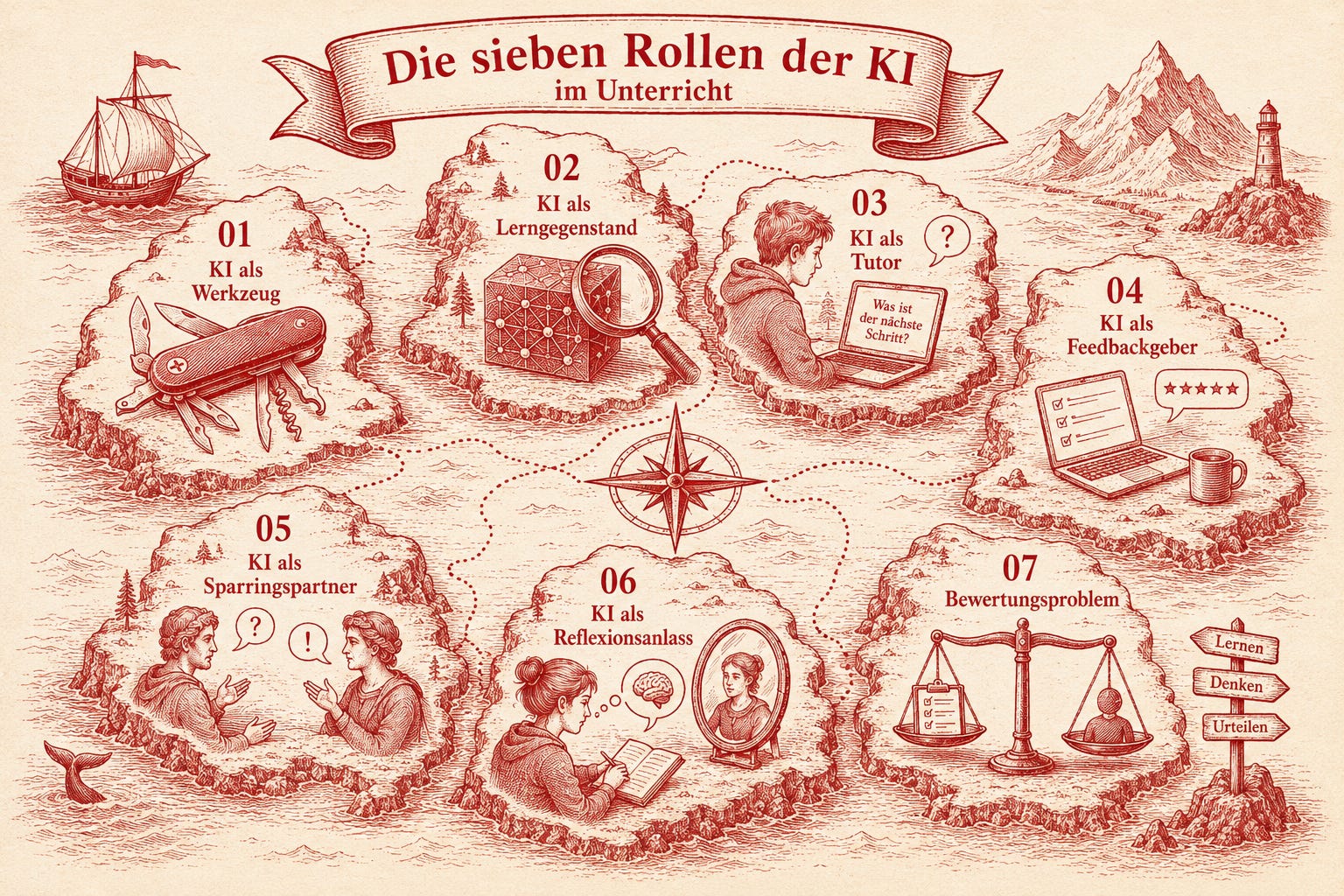 Die sieben Rollen der KI im Unterricht