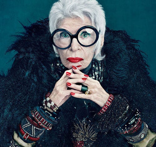 Fashion eyes : top European display win… Iris Apfel's Legendary Auction: The Chance to Own an Iconic Piece