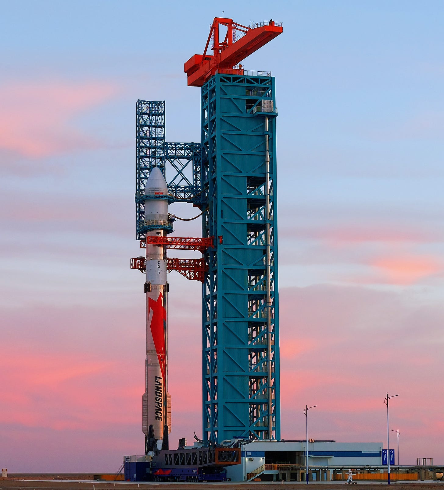 LandSpace’s Zhuque-3 Y1 vehicle at Launch Area 96B ahead of its debut launch mission.
