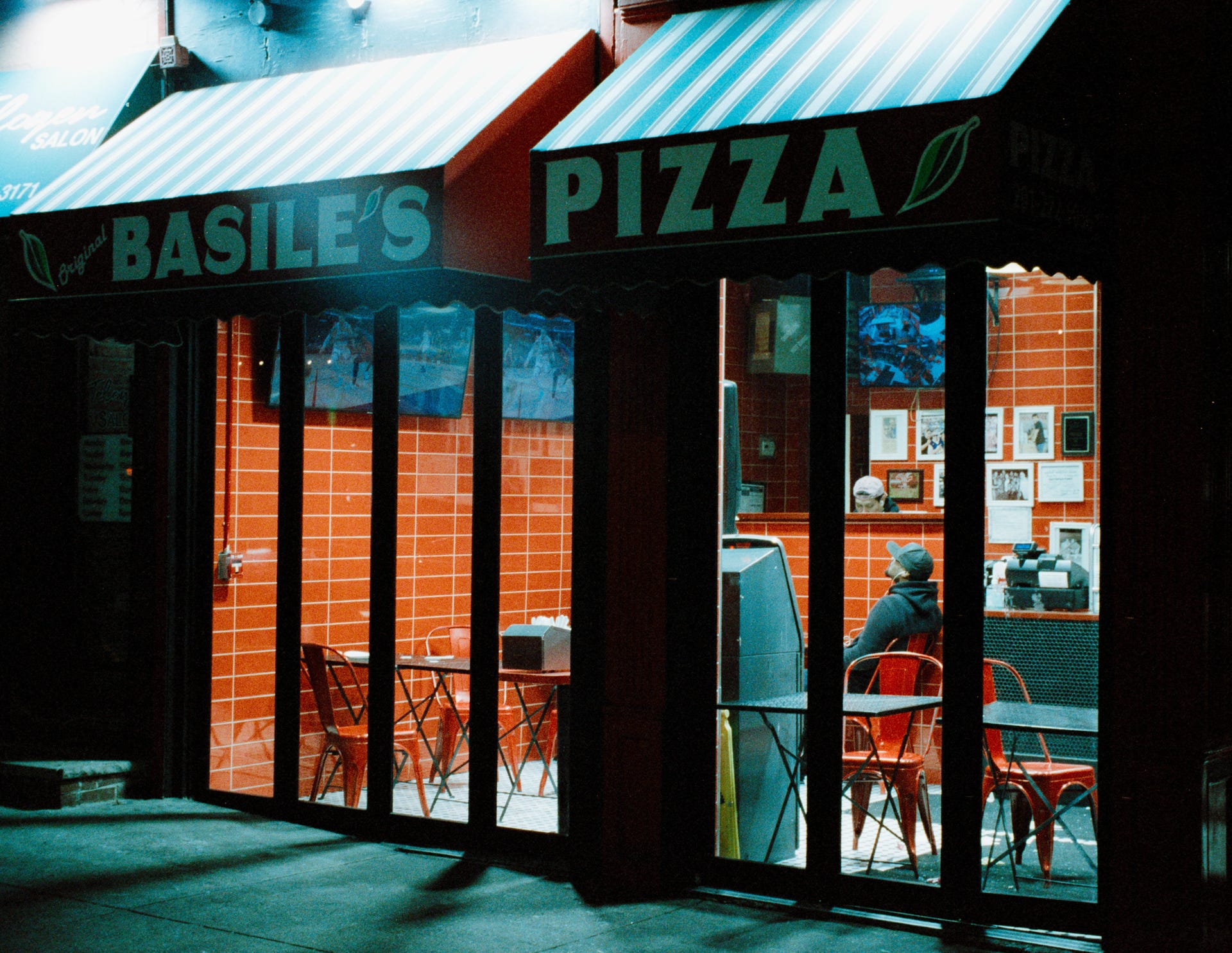 My photo - Basile’s Pizza, Hoboken, NJ - Shot on CineStill 800T, in 2025.