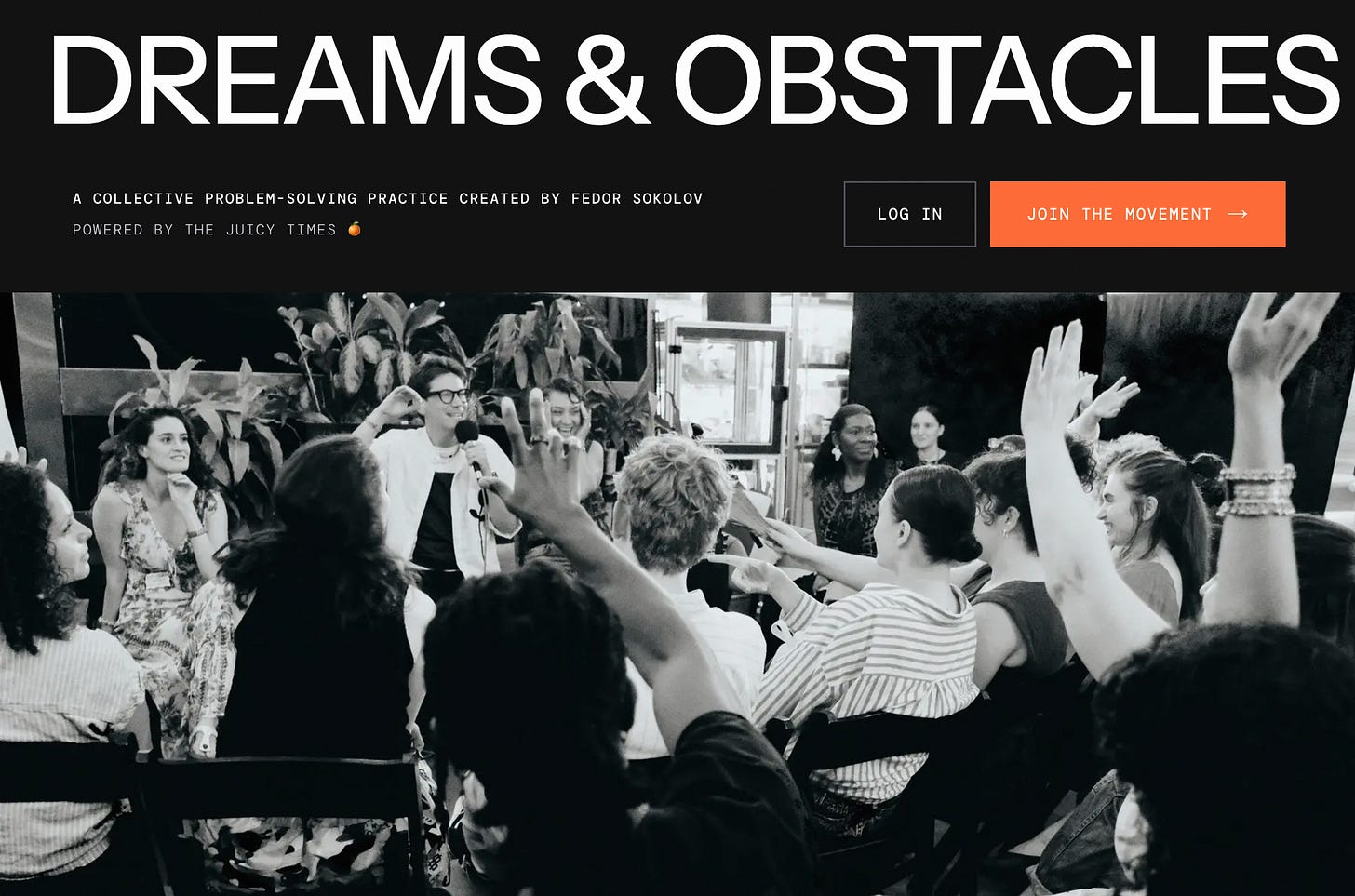 The Dreams & Obstacles portal landing page, with an invitation to join the movemen