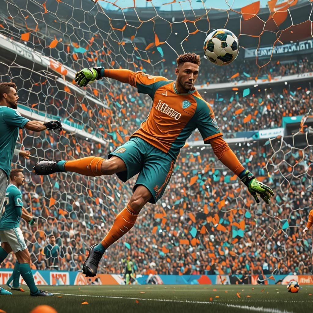 goalie blocking a soccer ball