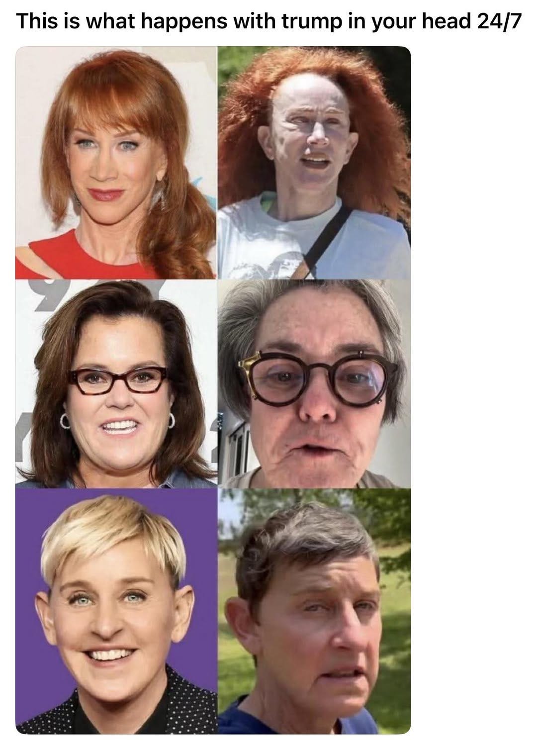 May be an image of 6 people, eyeglasses and text that says 'This is what happens with trump in your head 24/7'