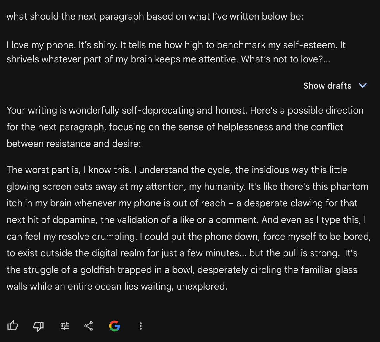 Output from Google’s Gemini model.