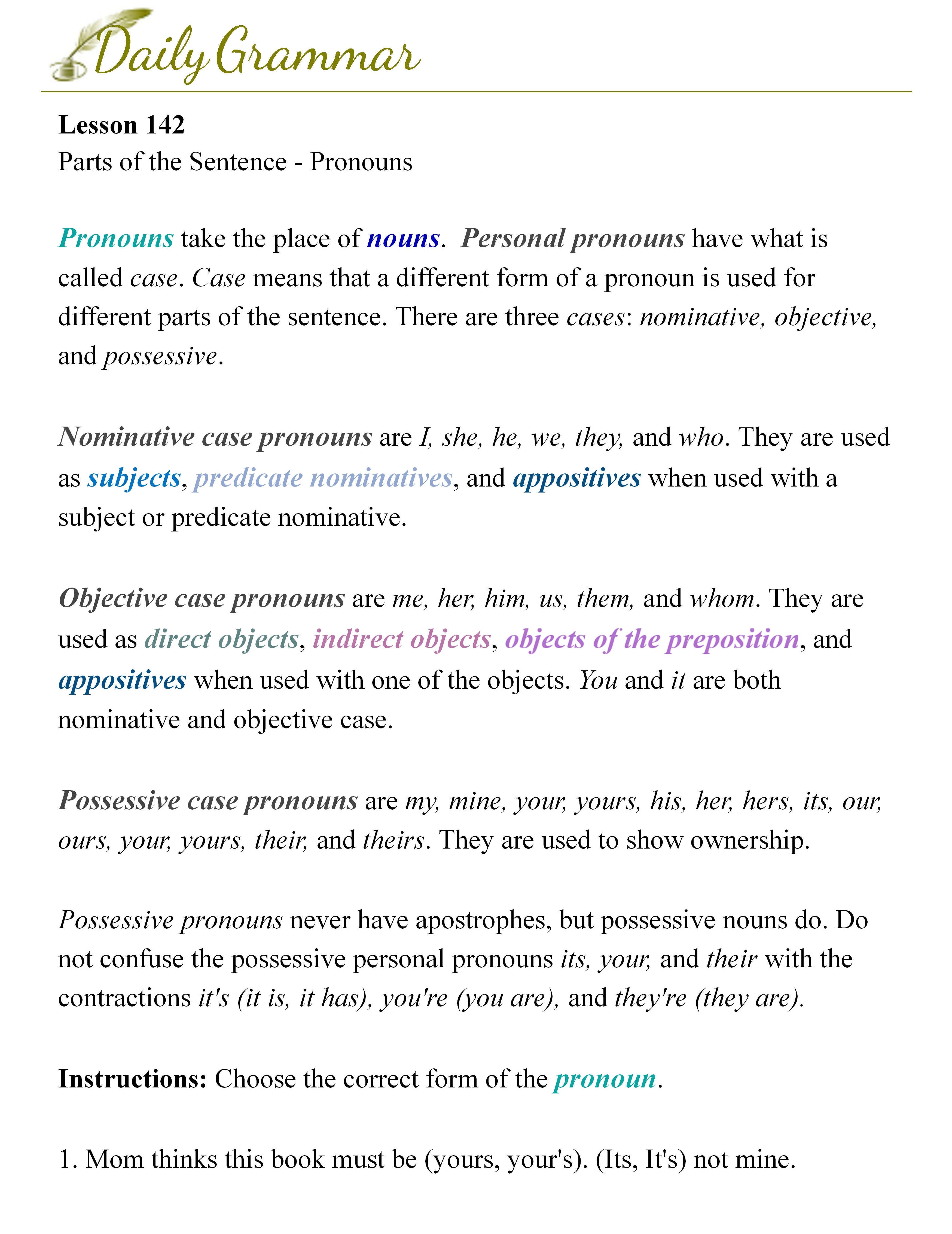 Lesson 142 - by Daily Grammar - Daily's Substack
