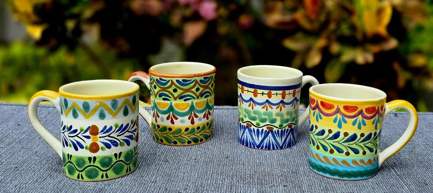 Mexican Ceramics Coffee Mug Happy Borders Mayolica Talavera handcrafts  Mexico – Gorky Gonzalez Store