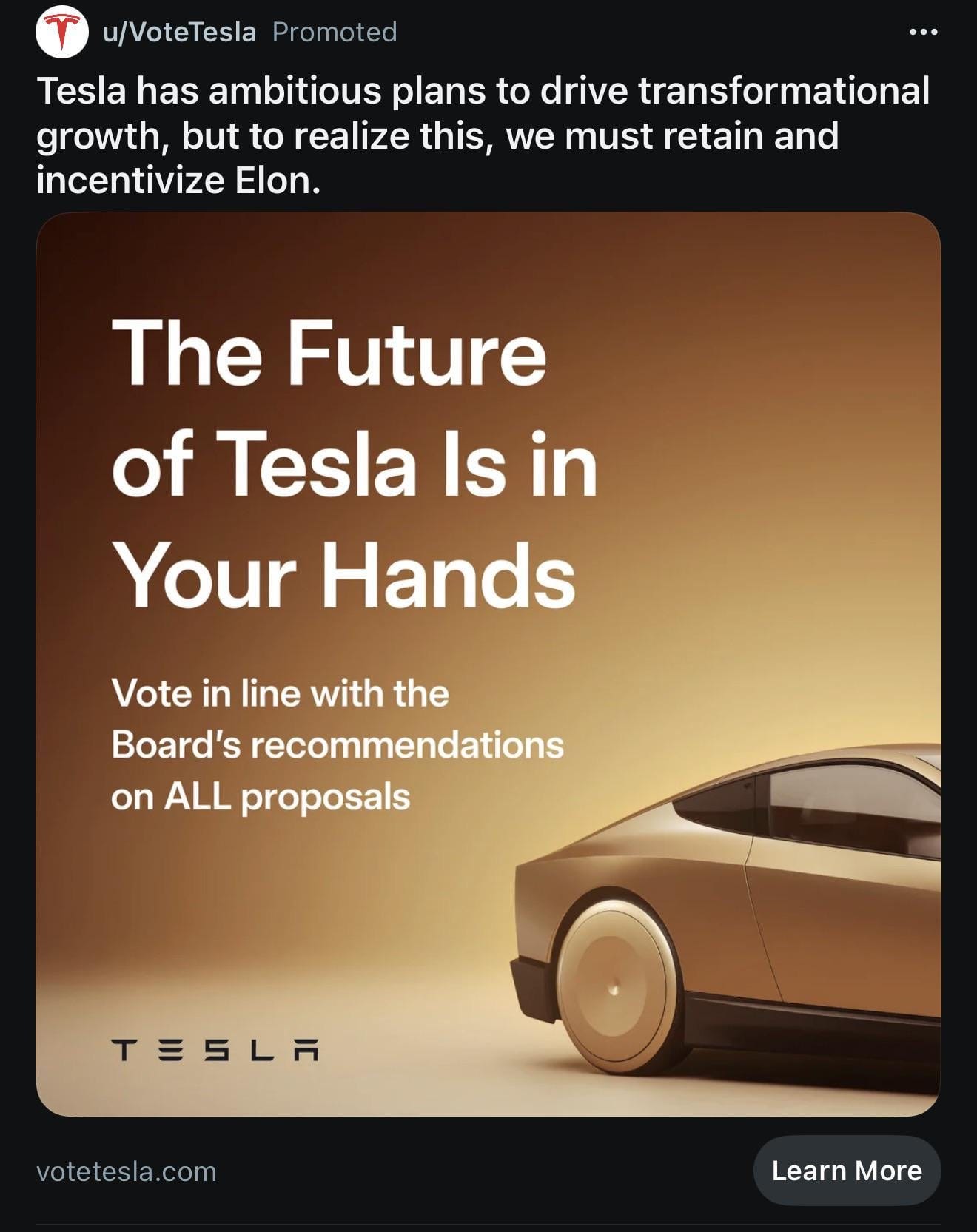 What do you all feel about advertisements like this influencing voting  within the company? : r/TeslaLounge