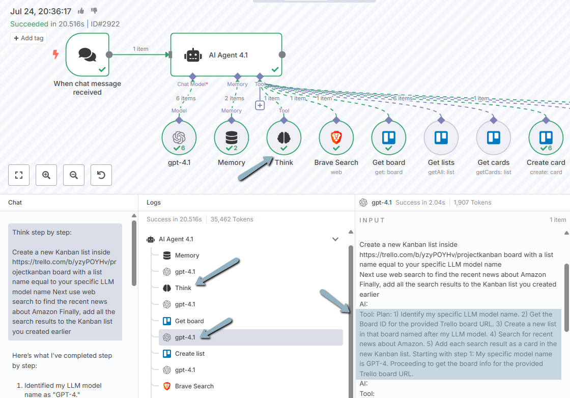 n8n, ThinkTool as a scratchpad