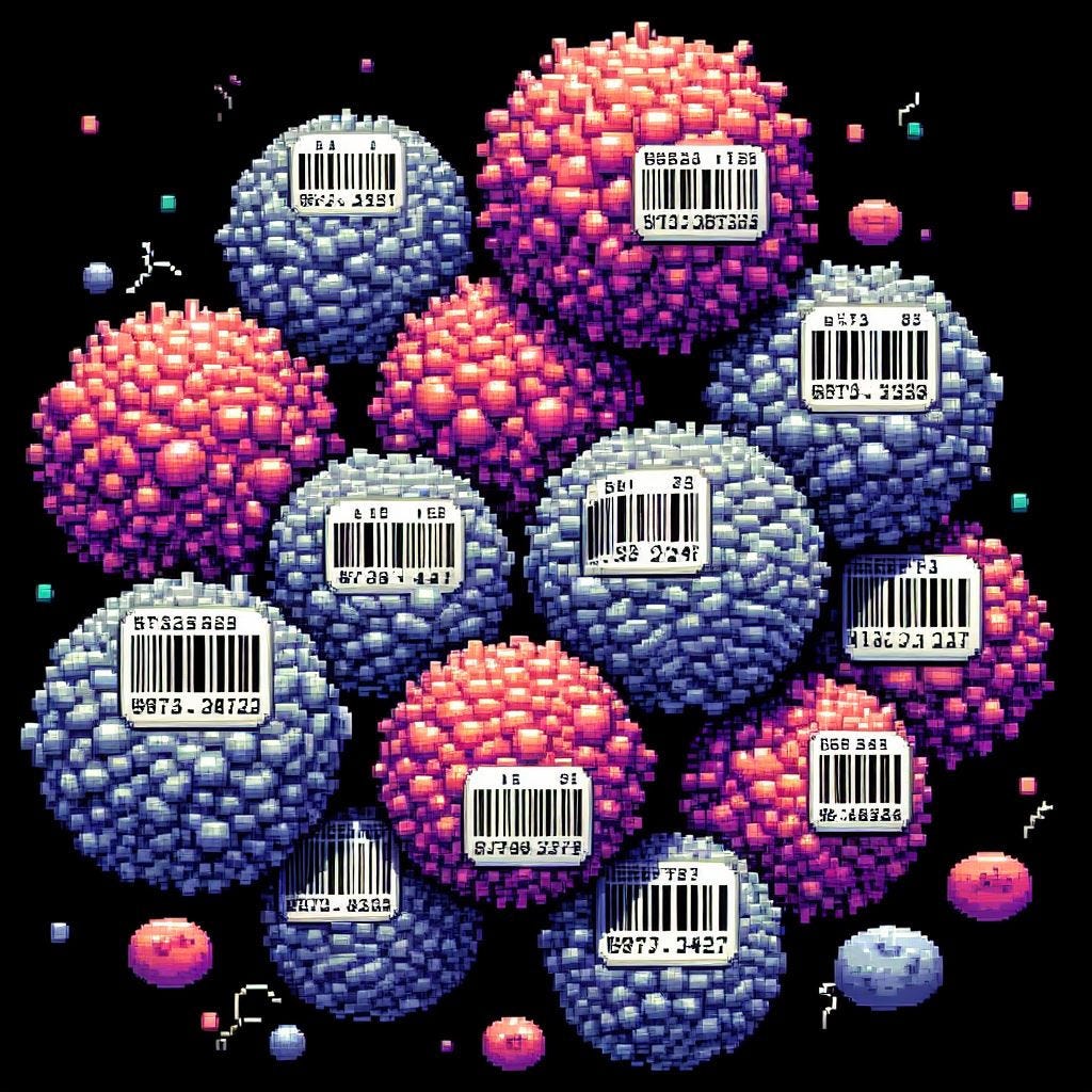 single cells and barcodes ready for sequencing