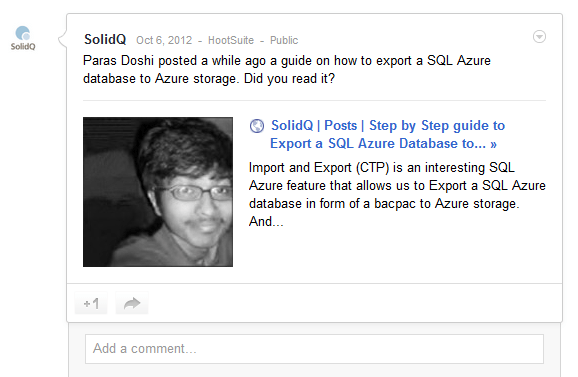 SolidQ shared paras doshi blog on Google plus