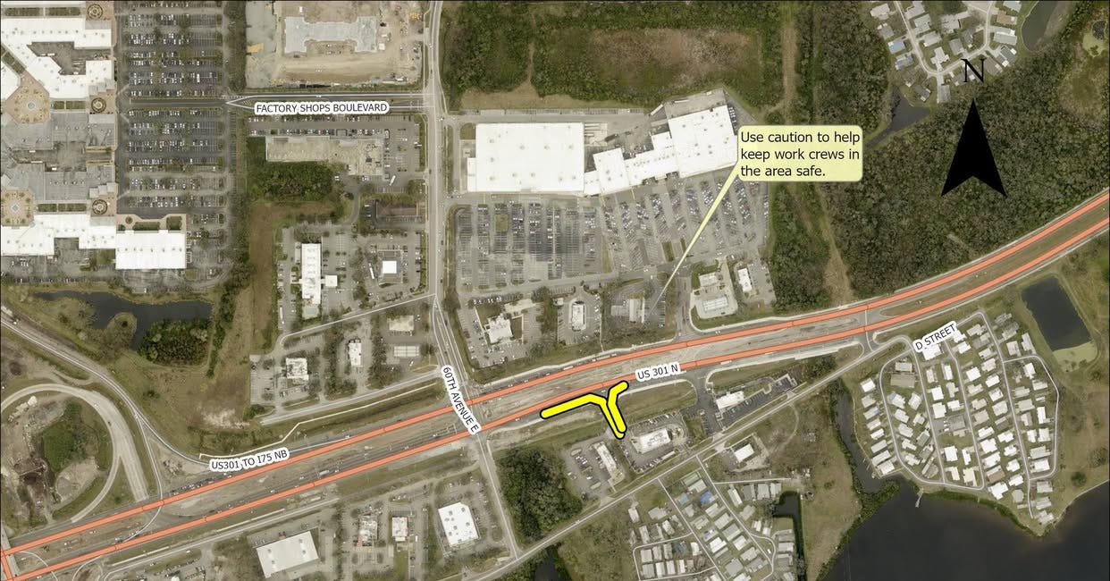 Traffic Alert: Sewer Repairs Slow Eastbound US 301 Near I-75