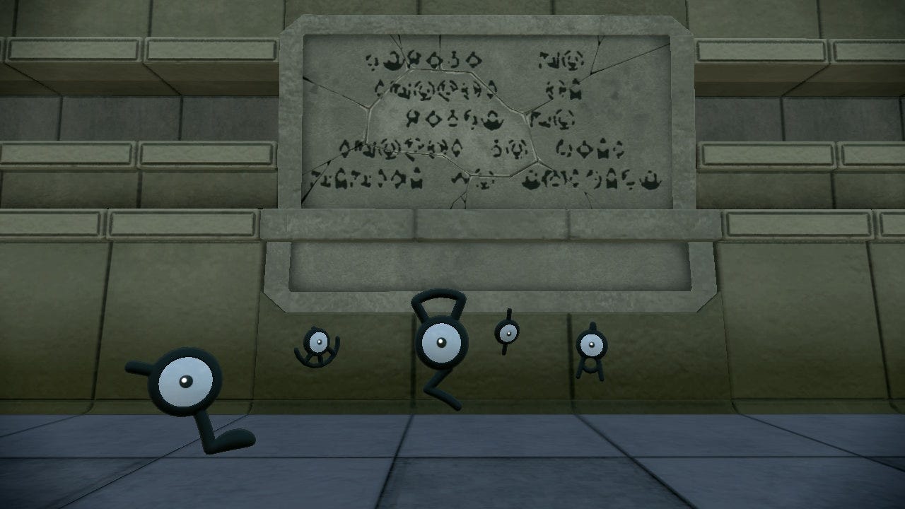 The Unown could play a key role in a Pokémon Legends: Celebi game for puzzle-solving elements, hidden in ruins across Johto The Unown could play a key role in a Pokémon Legends: Celebi game for puzzle-solving elements, hidden in ruins across Johto