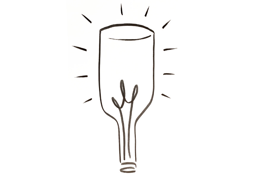 Ah So Insights' logo, an upside down wine bottle shining like a lightbulb