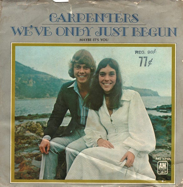 Carpenters – We've Only Just Begun – Vinyl (Monarch Pressing, 7", 45 RPM +  3 more), 1970 [r3469459] | Discogs