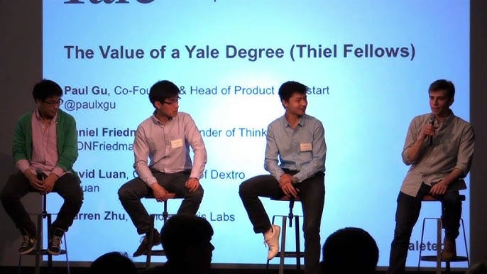 Value of a Yale Degree For Thiel Fellows Dropouts