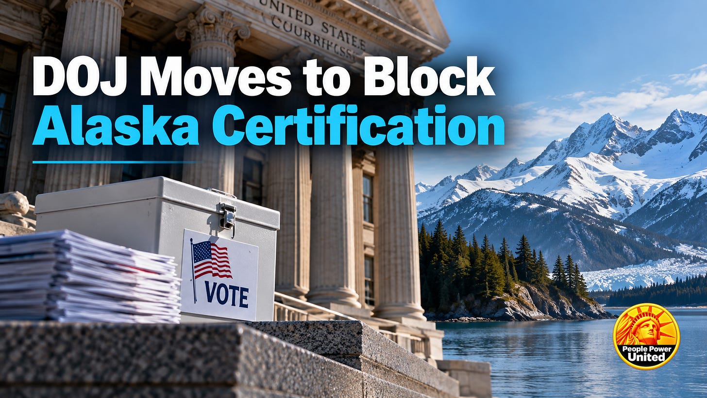Justice Department moves to block Alaska election certification.