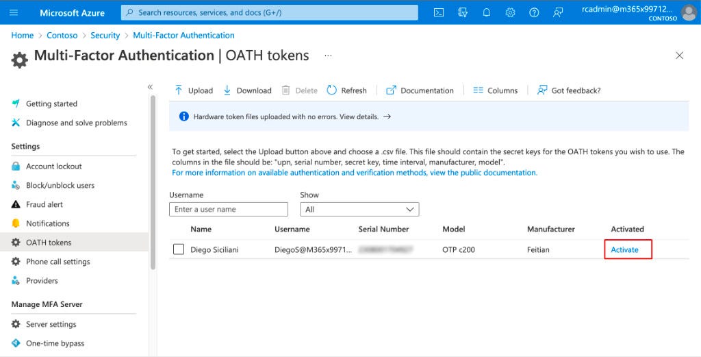 Attivazione token Attivazione token