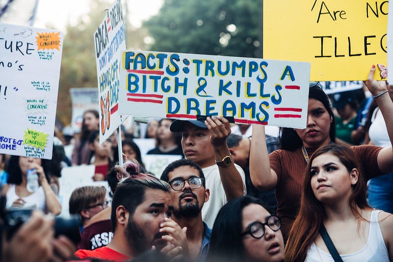 Sign at a pro-DACA march: 'Trumps a bitch & kills dreams' Sign at a pro-DACA march: 'Trumps a bitch & kills dreams'