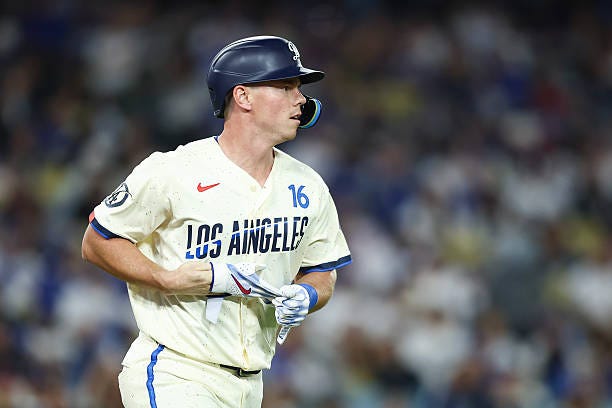 Will Smith of the Los Angeles Dodgers walks in the sixth inning against the Philadelphia Phillies at Dodger Stadium on May 30, 2026 in Los Angeles,...