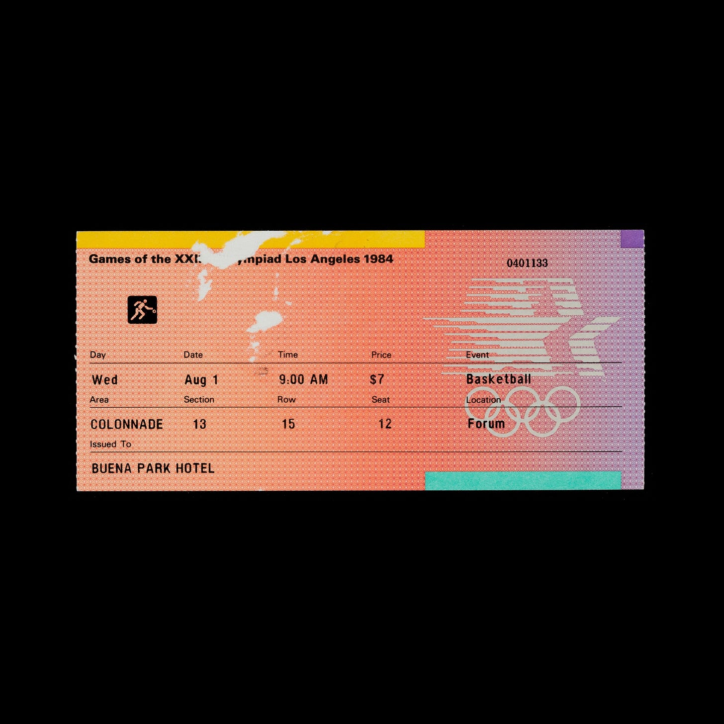 Ticket for the Los Angeles 1984 Olympic Games by Deborah Sussman