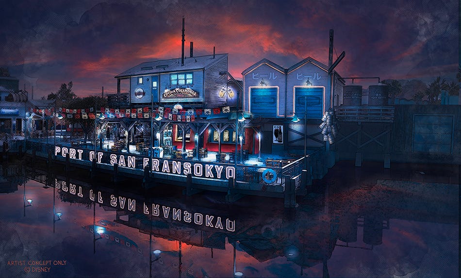 Port of San Fransokyo rendering at Disney Califronia Adventure