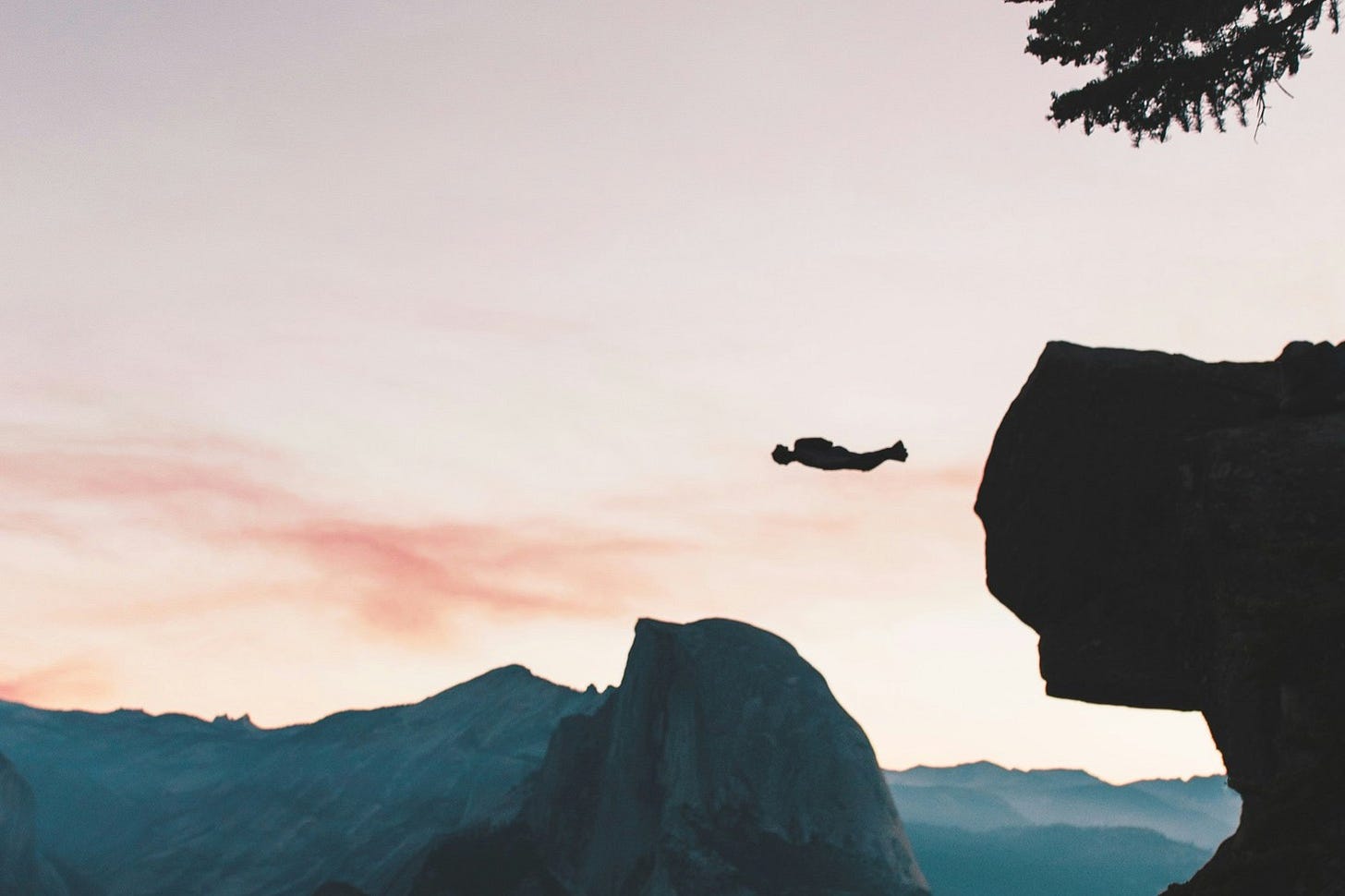 Person who has jumped off a cliff