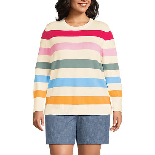 Women's Plus Size Drifter Crew Neck Jersey Pull Over Sweater, Front